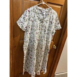 Gold Coast White Cotton Rose & Ruffle Trim Prairie Nightgown 100% Cotton Size 1X